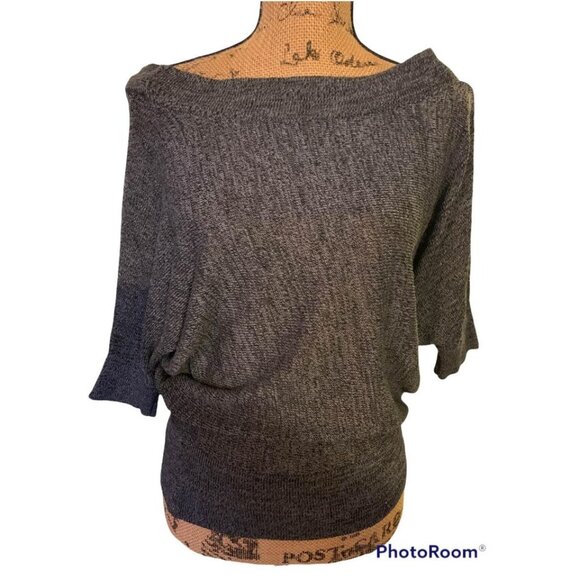 🌸3/$15🌸Charcoal Wide Neck Sweater Elbow Length Sleeves sz S - Picture 1 of 5